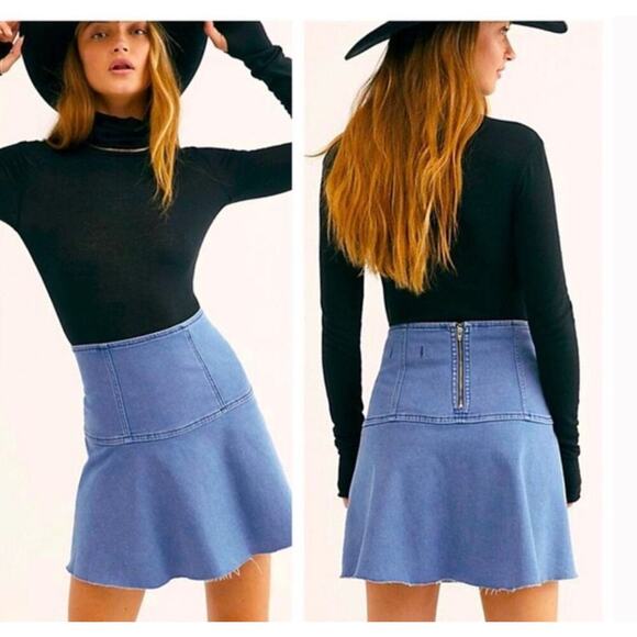 Free People Highlands Denim Mini Skirt Women’s Size 8 - Picture 1 of 5